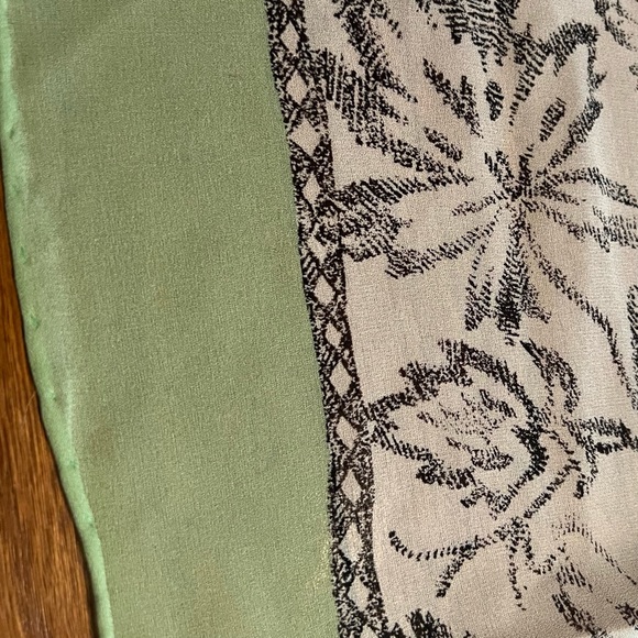 NWT $125 Carlisle | Silk | Cottagecore | Floral Vintage Scarf in Mint - Picture 8 of 15